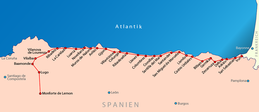 Karte Camino del Norte